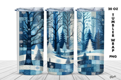 Winter Tumbler Wrap PNG, Winter Patchwork Sublimation Product Image 1
