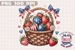 4th of July PNG Sublimation Strawberry berries Patriotic Product Image 1