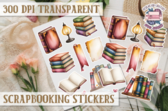 Scrapbooking sticker sheet Cute Funny PNG Watercolor School Product Image 1
