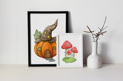 Witchy Pumpkin House Watercolor Clipart Pumpkin House, Cat Product Image 10