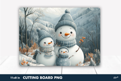 Cute Family Snowman PNG. Kitchen Cutting Board Product Image 1