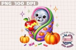 Cute Halloween Animal Autumn Sublimation design Fall KIds Product Image 1