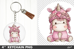 Valentine Keychain PNG, Cute Unicorn Sublimation PNG Product Image 1