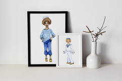 Sea Adventure Watercolor Clipart Boys, Girls, Captain Whale Product Image 10