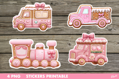 Pink Christmas Stickers PNG. Gingerbread Stickers Printable Product Image 1