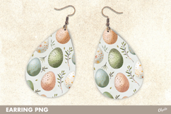 Earring Watercolor Sublimation. Easter Earrings Teardrop PNG Product Image 1