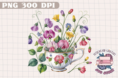 Sweet pea and wildflower Floral Clipart Sublimation Design Product Image 1