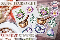 Self Love sticker sheet Scrapbook PNG Nature Watercolor Yoga Product Image 1