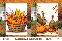 Thanksgiving Day Garden Flag PNG. Farmhouse Garden Flag Product Image 1