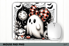 Halloween Mouse Pad Sublimation PNG. Cute Ghost PNG Product Image 1