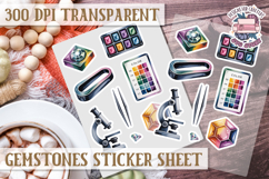Gemstones sticker sheet Colorful Scrapbook PNG Gems Diamonds Product Image 1