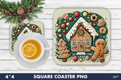 Gingerbread House Coaster PNG. Christmas Coaster PNG Product Image 1