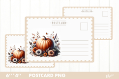 Autumn Card PNG. Vintage Pumpkin Postcard PNG Product Image 1