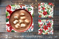 Christmas Coaster PNG. Poinsettia Sublimation Coaster Product Image 1