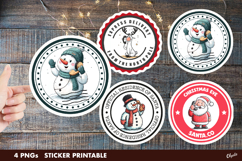 Christmas Stamp Stickers PNG. Christmas Round Sticker PNG Product Image 1