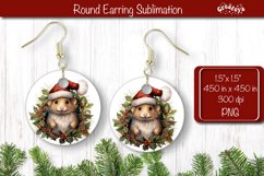 Christmas Round Earring Sublimation Designs Christmas Animal Product Image 1