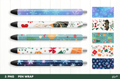Christmas Pen Wraps. Sublimation Pen Wrap PNG Product Image 1