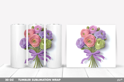 Spring Flower Bouquet Tumbler PNG, 20 OZ Tumbler Wrap Product Image 1