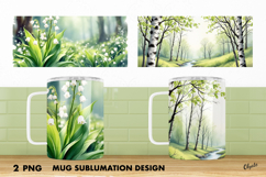 Mug Spring Wrap PNG, Spring Forest Sublimation Product Image 1