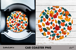 Fall Leaves Car Coaster PNG. Autumn Leaves PNG Product Image 1