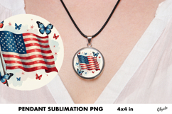 American Flag Sublimation. 4th July. Jewelry PNG Product Image 1