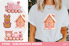 Gingerbread Sublimation. Pink Christmas Sublimation PNG Product Image 1