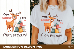 Oops, Santa! Funny Reindeer, Christmas Tree Sublimation PNG Product Image 1