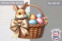 Cute Easter Animal Sublimation Design PNG Spring Eggs Bunny Product Image 1