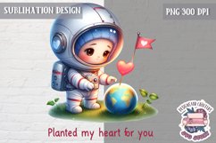 Valentine&#039;s Sublimation Design PNG Cute Space Astronauts Product Image 1