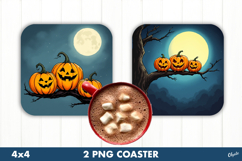 Funny Pumpkins Coaster. Halloween Pumpkins Coaster PNG Product Image 1