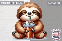 Cute Animal coffee lover Sublimation Design PNG Spring Product Image 1