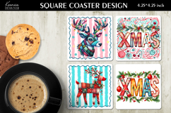 Christmas Patchwork Square Coaster Sublimation Designs Product Image 1