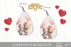 Cute Love Teddy Design PNG. Teardrop Earring PNG Product Image 1