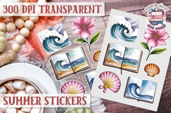 Summer Vibes sticker sheet Beach Scrapbook PNG Flowers Product Image 1
