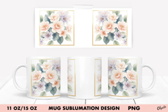 Watercolor Flower Mug Wrap Sublimation. 11 OZ, 15 OZ Mug Product Image 1
