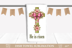Easter Dish Towel Sublimation, Cross, Religious PNG Product Image 1