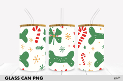 Christmas Dog 16 OZ Glass Can Wrap PNG. Winter Sublimation Product Image 1