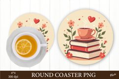 Book with heart PNG. Valentine’s Day Coaster Sublimation Product Image 1