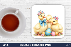 Easter Coaster Sublimation PNG, Cute Easter Chicks PNG Product Image 1