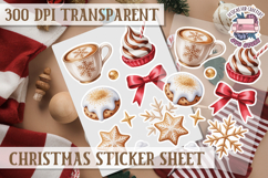 Christmas Watercolor Sticker Sheet Winter Cute Holiday PNG Product Image 1