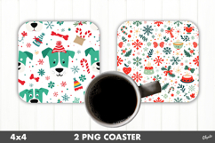 Dog Coaster PNG. Christmas Square Coaster PNG Product Image 1