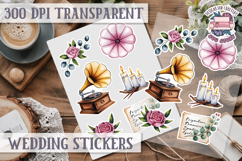 Boho sticker sheet Wedding Scrapbook PNG Love Aesthetic Product Image 1