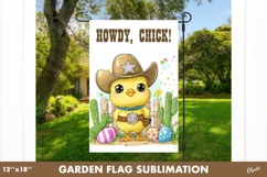 Easter Chick Garden Flag Sublimation. Farm Easter Yard Flag Product Image 1