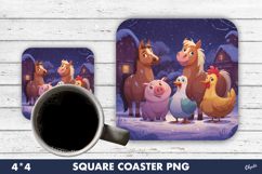Farmhouse Coaster PNG. Christmas Coaster Sublimation Product Image 1