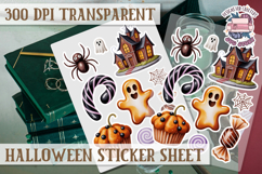 Halloween sticker sheet Creepy Scrapbook PNG Funny Skulls Product Image 1