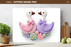 Easter Kitchen Cutting Board PNG, Easter Pair of Geese PNG Product Image 1
