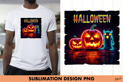 Monster Pumpkin Neon Sublimation. Halloween Tshirt Product Image 1