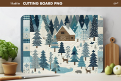 Winter Cutting Board PNG. Rustic Christmas Patchwork PNG Product Image 1