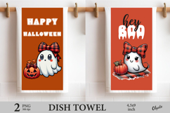 Halloween Dish Towel Sublimation PNG, Cute Ghost PNG Product Image 1