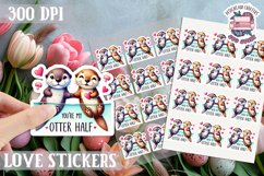 Love sticker Sheet Valentine Day Cute Animals Quote PNG Product Image 1